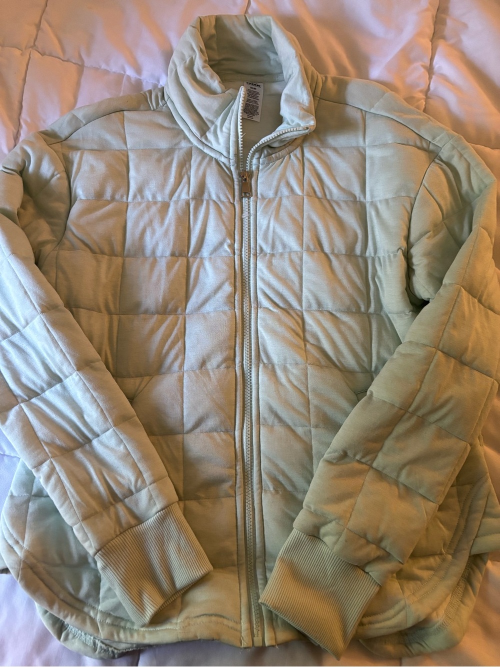 RBX Pastel Mint Quilted Zip-Up Puffer Jacket